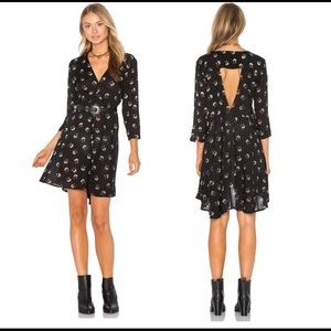Amuse Society Black Floral Peek a boo back Dress